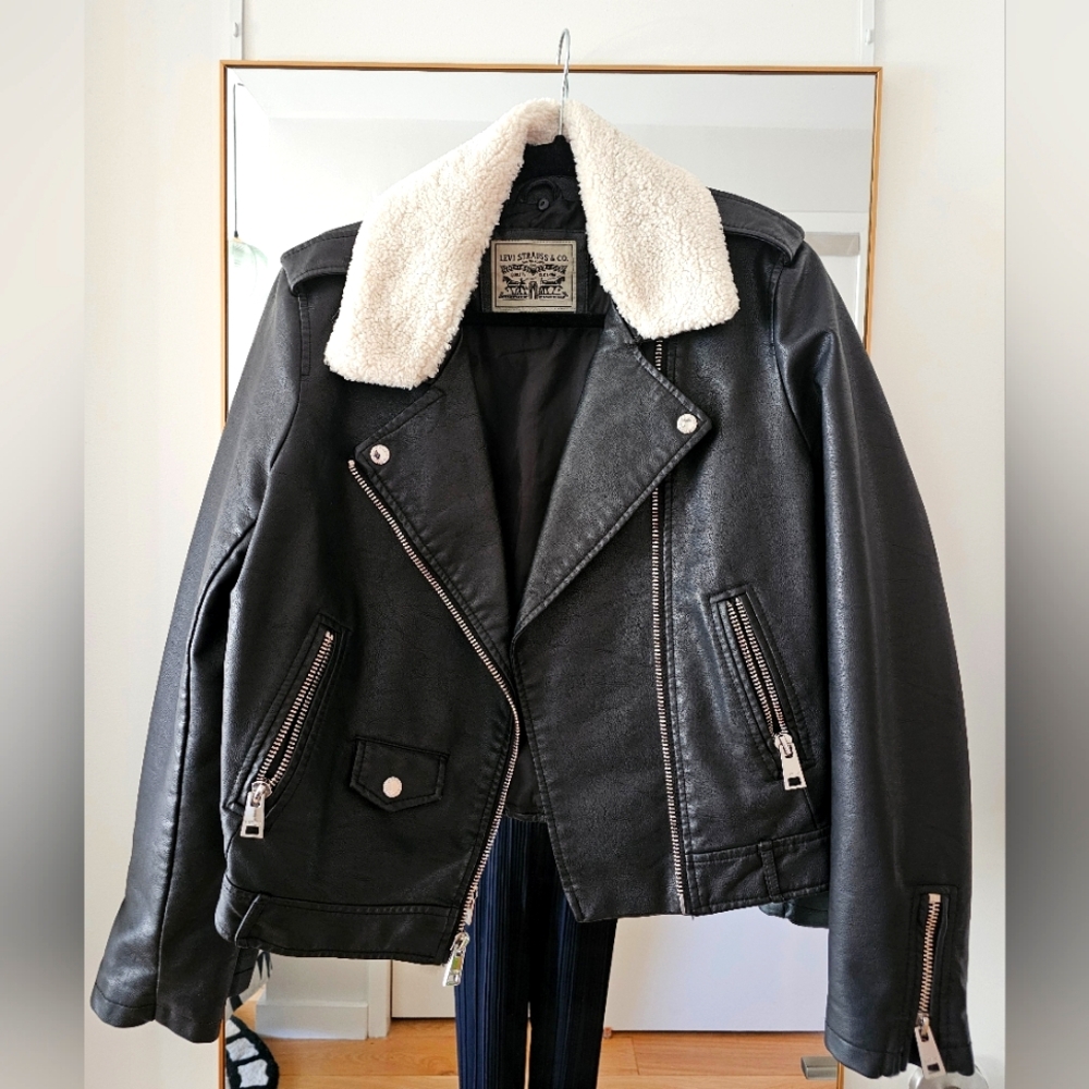Levis leather jacket, black, faux leather